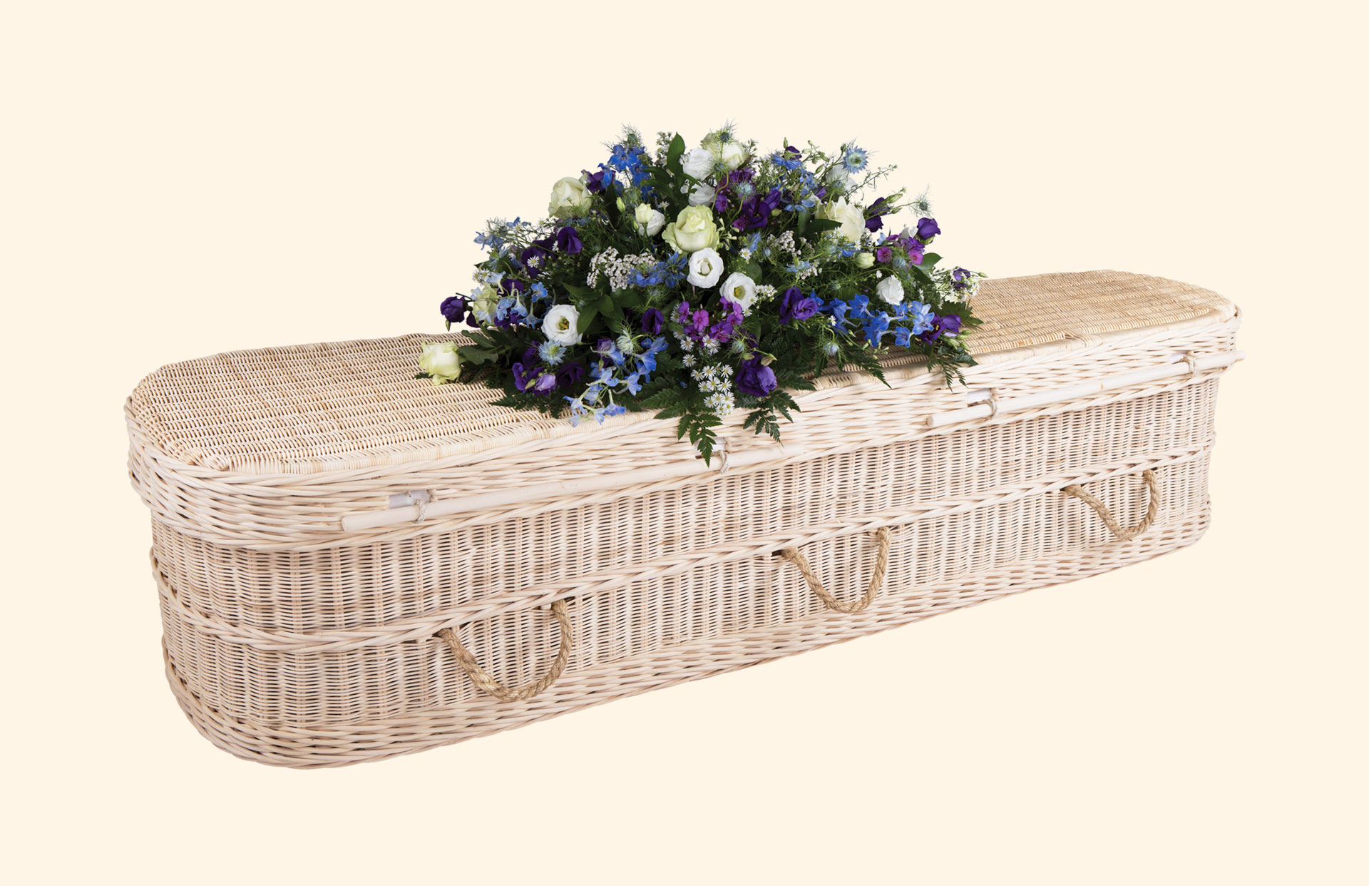 Cane natural woven curved coffin